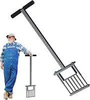 Grass Aerator Tool, Manual Plug Corer, 103cm/40.55 Inches Soil Perforation Tools, Ergonomic T-Handle Grip, Rust-Resistant Steel Build for Lawn Garden Yard Landscaping Iron