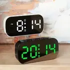 LED Mirror Digital Alarm Clock Adjustable-Brightness For Bedroom Office Desktop