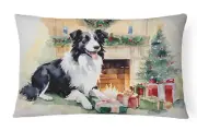 Border Collie Christmas Throw Pillow