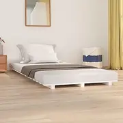 Modern Solid Wood Pine Bed Frame Without Mattress, White Color, 90x190 cm, Single Size, Sturdy and Durable Platform with Plywood Slats for Mattress Stability, Easy Assembly, Low Profile