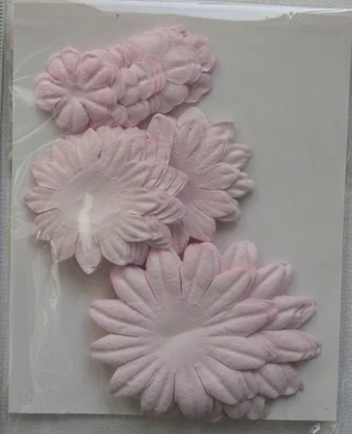 Mulberry Paper Daisies Mix BABY PINK 60 Pk - 3 Sizes 2.5, 3.5 & 5cm Kaisercraft