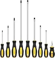 9pcs Magnetic Screwdrivers Set, Including 12in Phillips and Slotted Screwdrivers, with Non-Slip Cushioned Handle Grip(9pcs Screwdriver Set）