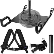 Yes4All Weighted Training Pull Sled 100LBS Capacity with Vest, Fit for 1-2 Inch Plates, Steel Buckle, Sled Workout Equipment, Sport Power Sled for Athletic Exercise and Speed Improvement