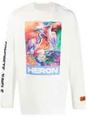 Heron Preston Ss20 Heron Colors Men's T-Shirt LS Embroidery Sz M