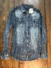 NWT Buffalo David Bitton Shirt Mens XL Blue Denim Button Up MSRP $89