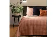 J.Elliot Home Adela Clay Pink Velvet Quilted Coverlet Set Queen/King