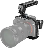 SmallRig A7 III / A7R III Camera Cage Kit for Sony Alpha 7 III/Alpha 7R III, Full Cage with Top Handle for ARRI and Cable Clamp, Built-in Cold Shoe and NATO Rails - 4198