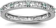 [JewelryWeb] 3mm 925 Sterling Silver Polished Prong set Stackable Blue Topaz Ring Size 8-Stackable-Ring for Women