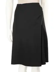 Black Wool Midi Skirt
