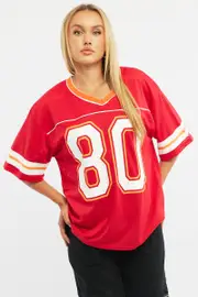 Red Sport Tee Short Sleeve - Size 14L, Women's Graphic Tee