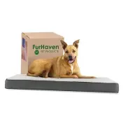 Dog Bed for 36.0"L x 27.0"W x 3.0"Th Sherpa & Suede (Gray) Memory Foam