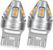 Ruiandsion 2pcs 7440 7443 LED Bulb Amber T20 Wedge LED Bulbs 10-60V 3030 10SMD LED Chipsets Replacement for Reverse Turn Signal Lights, Non-Polarity
