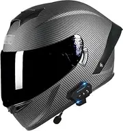 Bluetooth Full Face Motorbike Helmet with Built-in Bluetooth and Scratch Resistant Dual Visor Motorcycle Helmet for Adult Men Women Motocross Cruiser DOT/ECE Approved