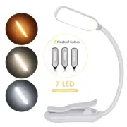 7 LED Book Light USB Rechargeable Reading Light 3-Level Warm Cool White Daylight