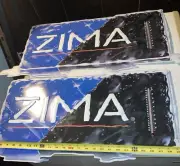 (2)!Vintage ZIMA Thermometer Metal Tin Tacker Malt Liquor Bar Sign 31”x14”in.