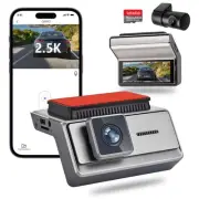 Q8pro 2.5K Dual Dash Cam Front and Rear, 1600P/1080P QHD Camera for Cars, Fre...