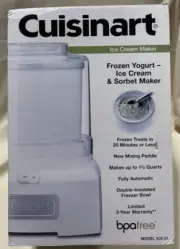 Cuisinart 1.5 QT Frozen Yogurt-Ice Cream & Sorbet Maker ICE-21 New in Box