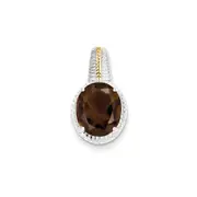 Sterling Silver w/ Flash Gold-plate Accent Smoky Quartz Pendant