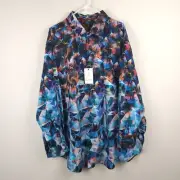 Robert Graham Shirt Mens 3XL Blue Purple Dempster Dots Glass Button Up Flip Cuff