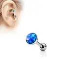 Opal Set Flat Top 316L Surgical Steel Cartilage/Tragus Barbell 16g