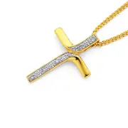 9ct Gold Diamond Cross Pendant