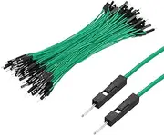 uxcell Male to Male 1Pin Breadboard Jumper Wire 2.54mm Pitch Ribbon Cable 15cm Long Electronics Breadboard Ribbon Cables for Breadboard Electronic Projects Pack of 100,Green