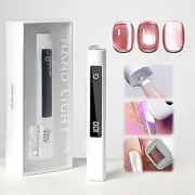 SIYDYRIT Handheld UV LED Nail Dryer with Stamper and Cat Eye Magnet, 3 in 1 Quick Cure, Portable Cordless, Mini Nail Light with LCD Display, Type-C Quick Charge