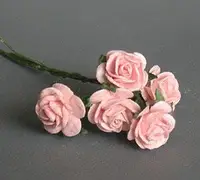 在飛比找Yahoo!奇摩拍賣優惠-【袖珍屋】淡粉紅色玫瑰花(特大)5朵/束(F2203A012