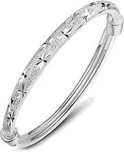 [Salanda] Silver plated Bangle, Fashion Simple Open Bracelet Jewelry Women Girls