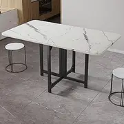 Folding Dining Table Portable Drop Leaf Kitchen Desk for Home Restaurant Space Saving Black Table (100cm)