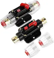 CHILDWEET 2 Pcs Circuit Breaker Manual Reset Fuse Holder for Car Speaker Overload Protection Easy to Install Durable Safe Wire Fuse Base for Automotive Sound Systems