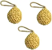 ELAYARD 3Pcs Natural Bath Sponge Creative Honeycomb Shower Brush for Gentle Exfoliation and Cleansing Ginger Yellow for Sensitive Skin Suitable for All Ages