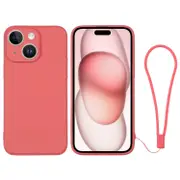 For iPhone 15 Plus Case, Soft Silicone Cover, Orange Red