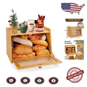 Stylish Bamboo Bread Organizer with Magnetic Closure - Versatile Countertop Bin