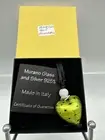 Authentic Murano Glass Pe￼ndant With Certificate- Heart Silver Bead/ Green P M3