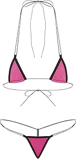 [Sinleey] Womens Micro Bikini Swimsuit Sexy Bathing Set Brazilian Lace-up Halter Bra with G-String