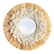 Nordic Straw Woven Hotel Bed and Breakfast Wall Boho Decor Handwoven Mirror M3M3