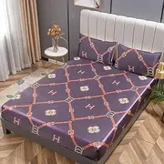 Silk Fit Sheet Non-Slip Dustproof Bed Cover Bed Cover Mattress Protective Cover Summer King Queen-10_180x220cm+25cm(3pcs)