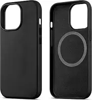 [maogoam] for iPhone 13 Pro Case Leather, Genuine Crazy Horse Leather Case for iPhone 13 Pro,Compatible with MagSafe, Indiana-Jones Style, Black