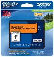 Brother 1" (24mm) Black on Orange P-touch Tape for PT550, PT-550 Label Maker