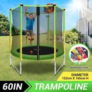 Genki 60" Trampoline Rebounder Jumping Gym Equipment Home Outdoor Fitness Kids Exericise with Safety Enclosure Net and Basketball Hoop