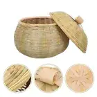 Decorative Food Bread Table with Lid Storage Basket Wicker Tray Rattan Box