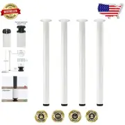29.5-Inch Adjustable White Metal Desk Legs Set of 4 - Modern Furniture Solution