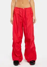 [Edikted] Red Rian Nylon Cargo Pants