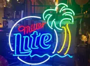 US STOCK Miller Lite Beer Palm Tree 24"x20" Neon Sign Lamp Light Xmas Gift Glass