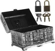 FUNOMOCYA Kids Treasure Chest for Halloween Plastic Storage Box for Party Favors Jewelry and Small Toys Lockable Keepsake Box for Unique Home Decoration