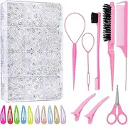 2200 Pieces Small Transparent Hair Bobbles & Hair Bands Set with Scrunchie Cutter, Elastic Hair Bows for Girls, Women, Toddlers, Babies - Perfect for Parties, Daily Styling, Weddings