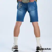 在飛比找momo購物網優惠-【BLUE WAY】男款 潮流 側鬼頭 貼布繡 短褲 牛仔褲
