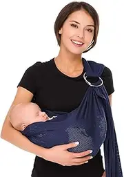 TOPIND Baby Water Ring Sling Carrier, Lightweight Breathable Mesh Baby Wrap Carrier for Infant, Perfect for Summer, Swimming, Pool (Dark Blue)