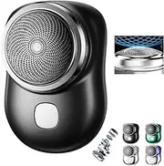 2023 USB Mini Shaver -【New Version】Pocket Portable Electric Shaver Rechargeable Waterproof, Magic Travel Electric Razor Round Shaving Machines, Wet Dry Mini Shaving Machines for Men Dayily Use (Black)